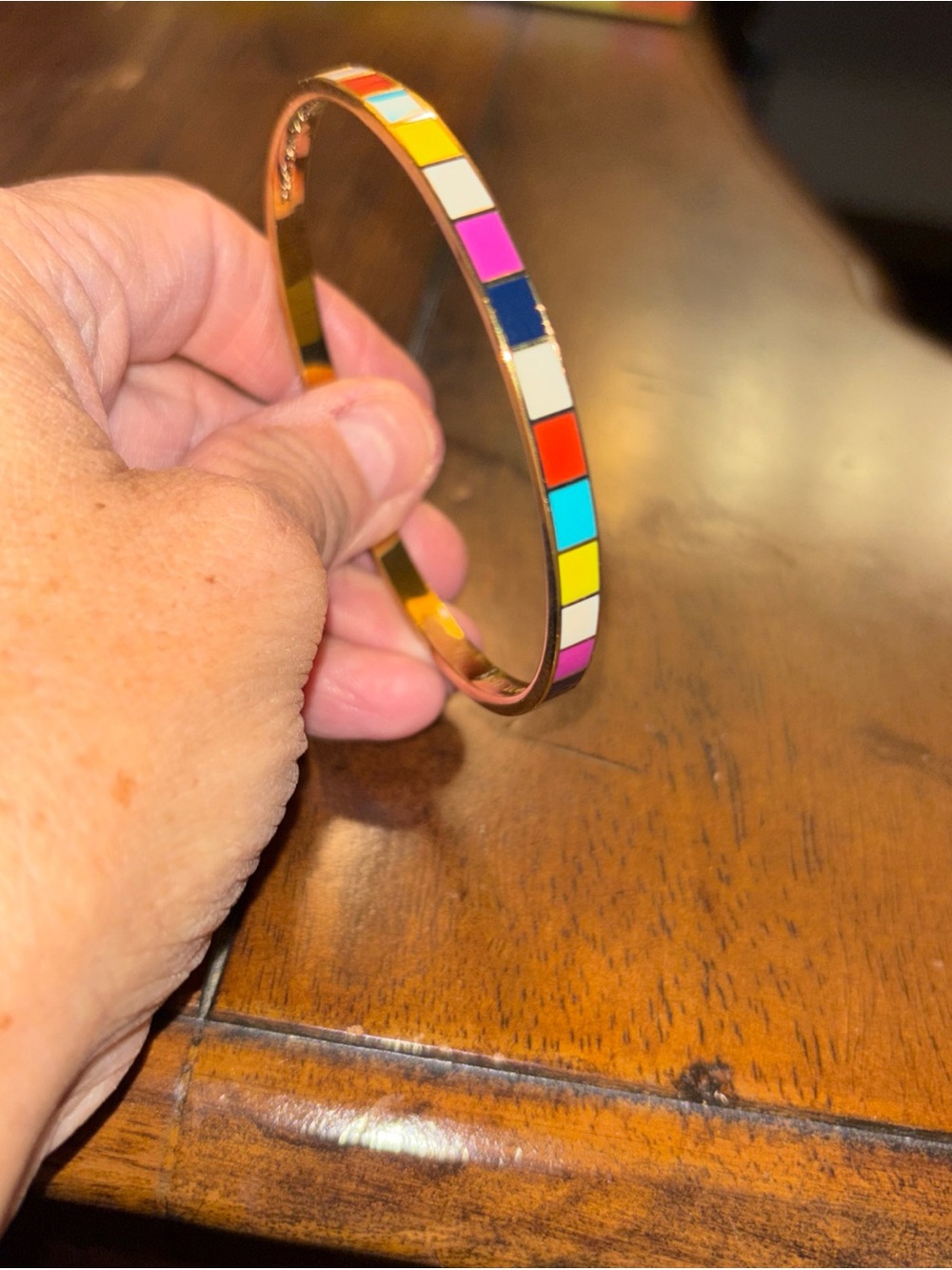 Kate Spade New York "Hit Your Stride" Multicolor Enamel Gold-Tone Idiom Bangle